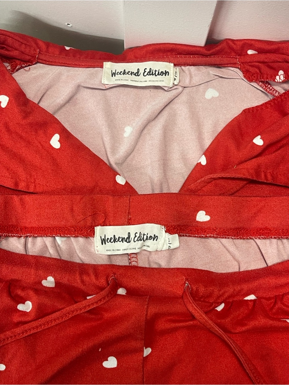 Stitches Red Heart-Print Pajama Shorts